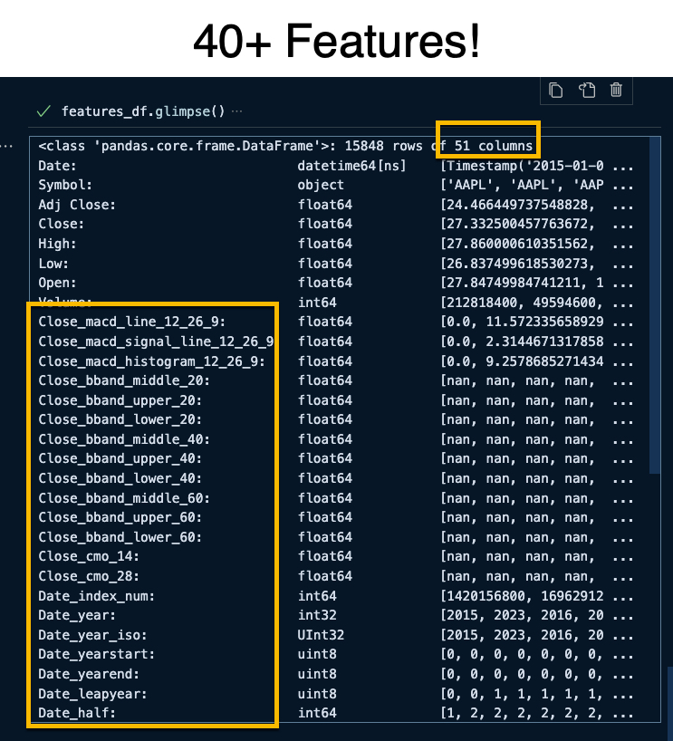 Chaining Feature Operations Data