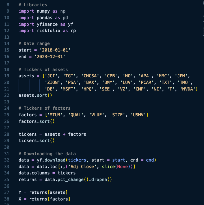 Code setup riskfolio