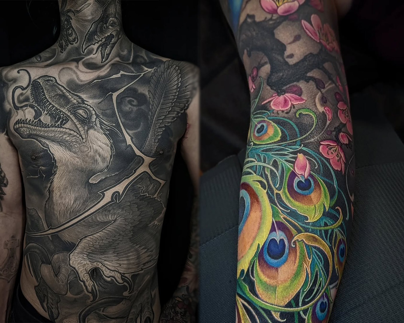 Matt Driscoll tattoos, Raptor, Lightning, Peacock feathers Matt Driscoll tattoos, Raptor, Lightning, Peacock feathers