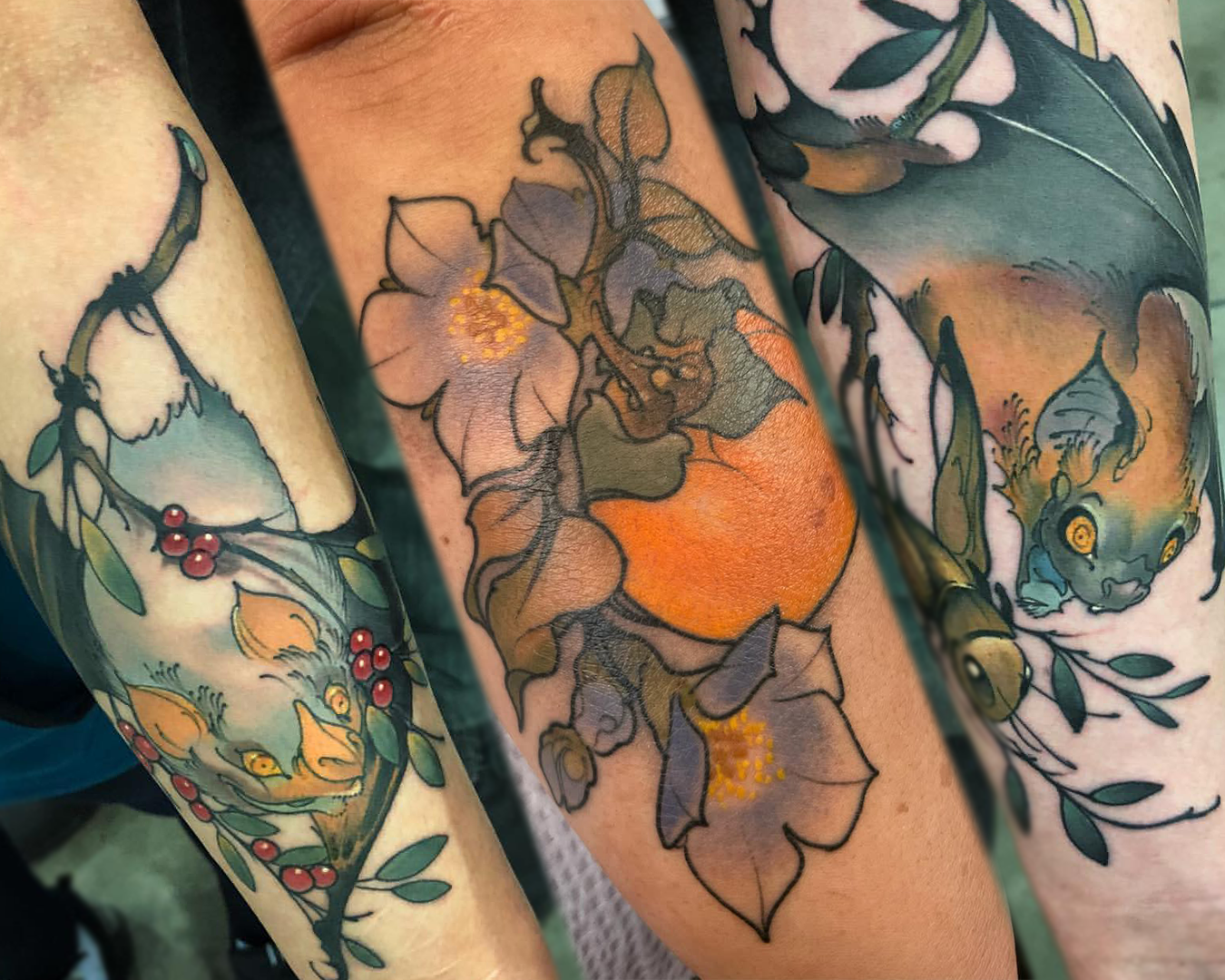 Corey Bernhardt tattoos, fruit bats, orange Corey Bernhardt tattoos, fruit bats, orange