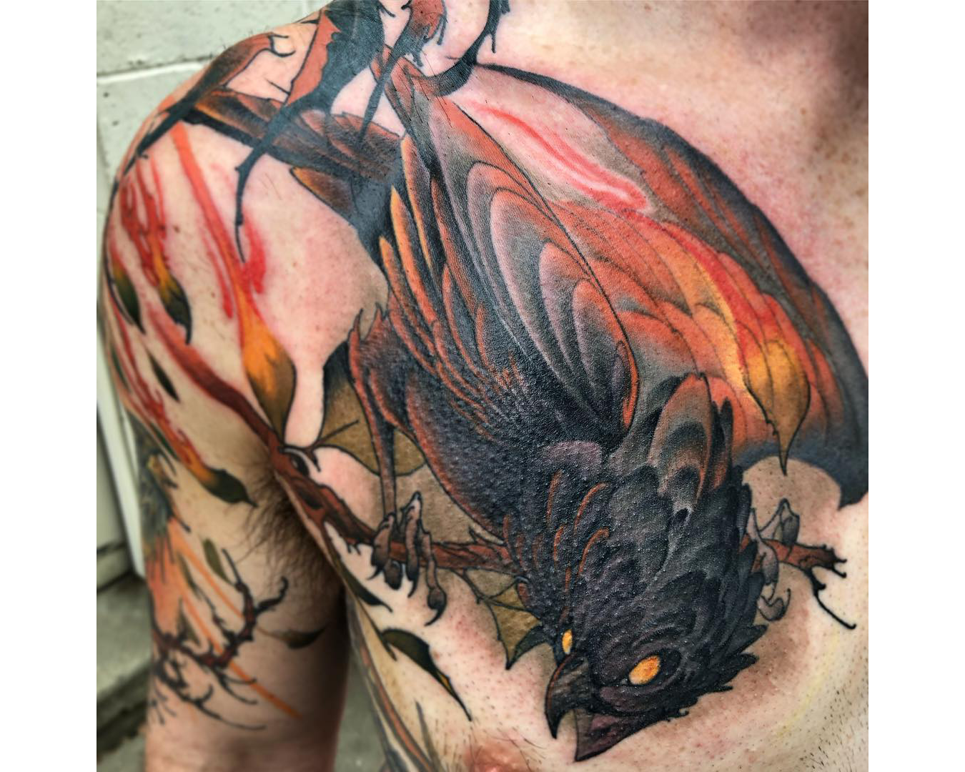 Red Crow corey bernhardt chest tattoo Red Crow corey bernhardt chest tattoo