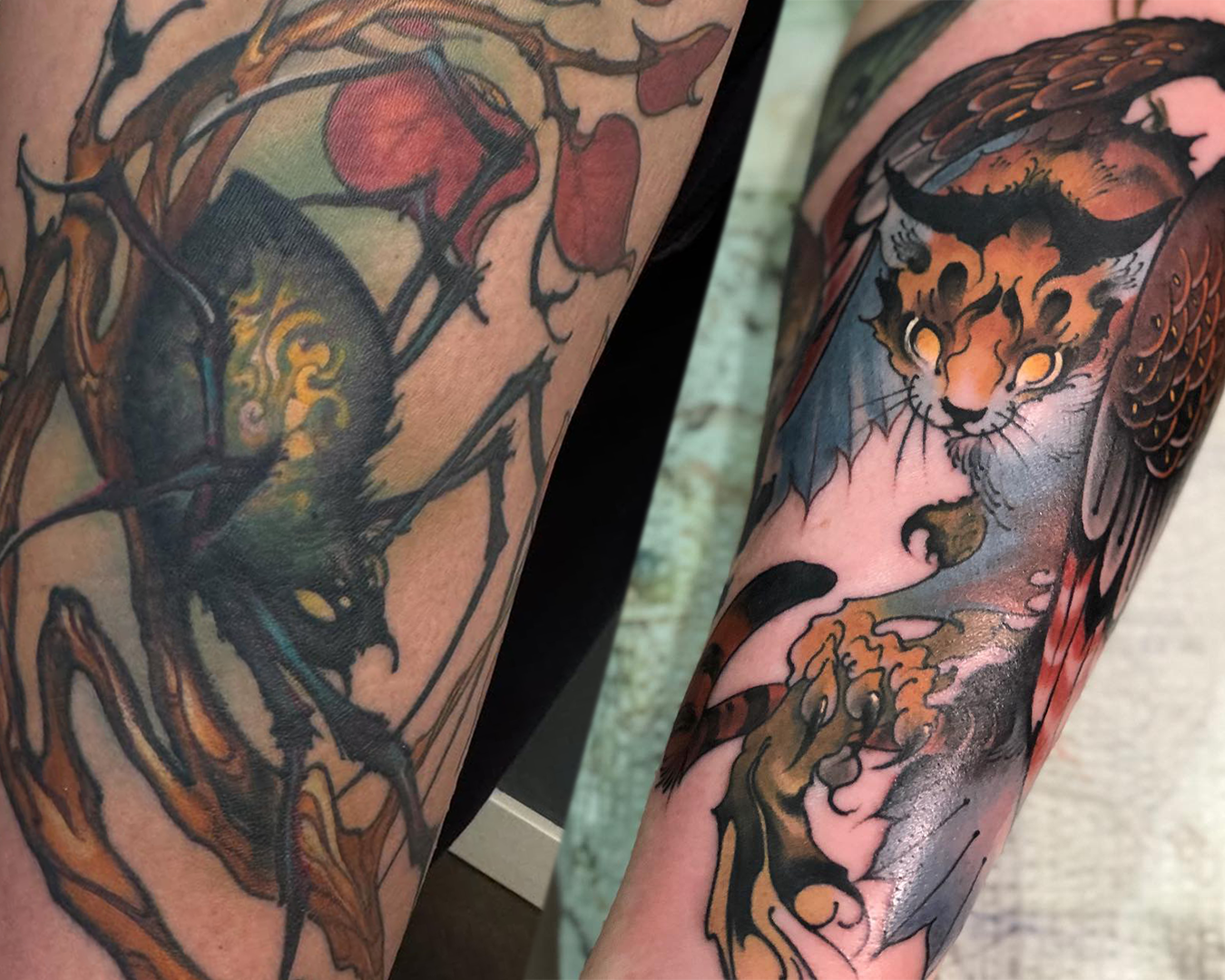 Corey Bernhardt Tattoos liquid spider and Chimera Corey Bernhardt Tattoos liquid spider and Chimera