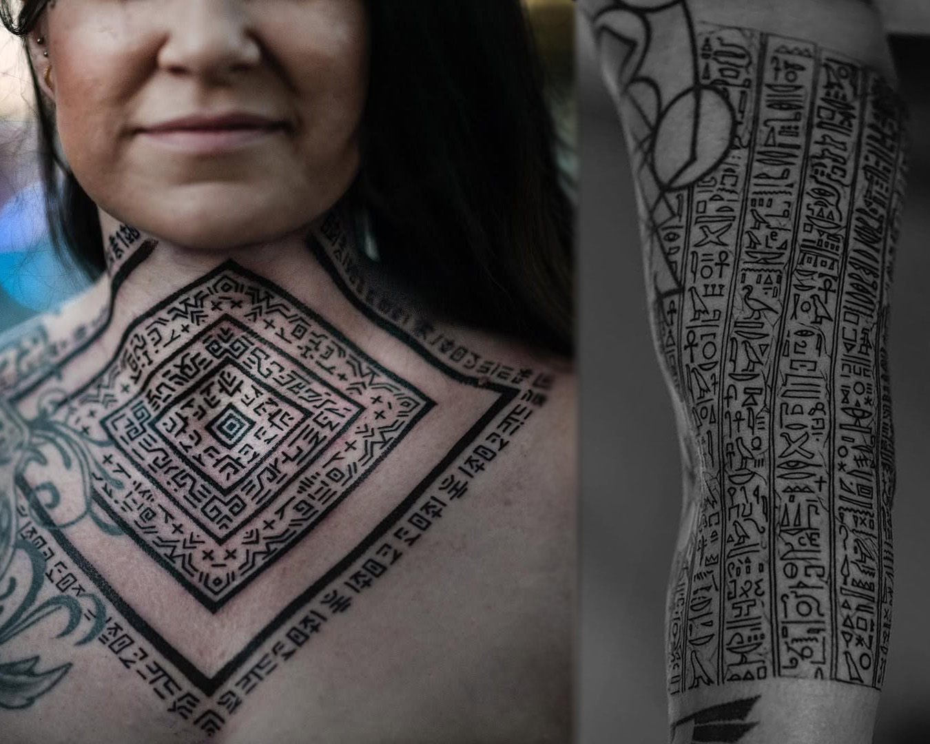 Dillon Forte Tattoo hieroglyphs and blackwork Dillon Forte Tattoo hieroglyphs and blackwork