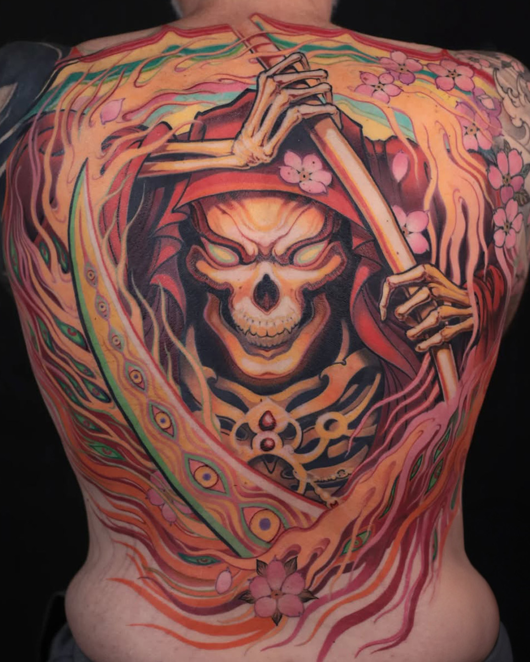 Patrick Paul O'Neil Tattoos Rainbow Reaper Backpiece Neo-Japanese Patrick Paul O'Neil Tattoos Rainbow Reaper Backpiece Neo-Japanese