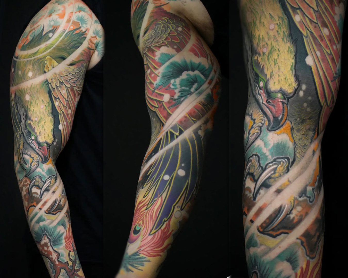 Patrick Paul O'Neil Tattoos Japanese Golden Eagle Arm Sleeve Patrick Paul O'Neil Tattoos Japanese Golden Eagle Arm Sleeve