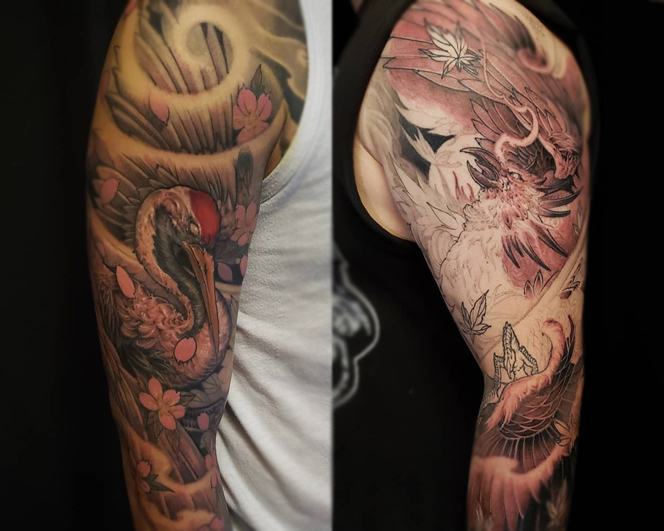 Patrick Paul O'Neil Tattoos Crane and phoenix arm sleeves Patrick Paul O'Neil Tattoos Crane and phoenix arm sleeves