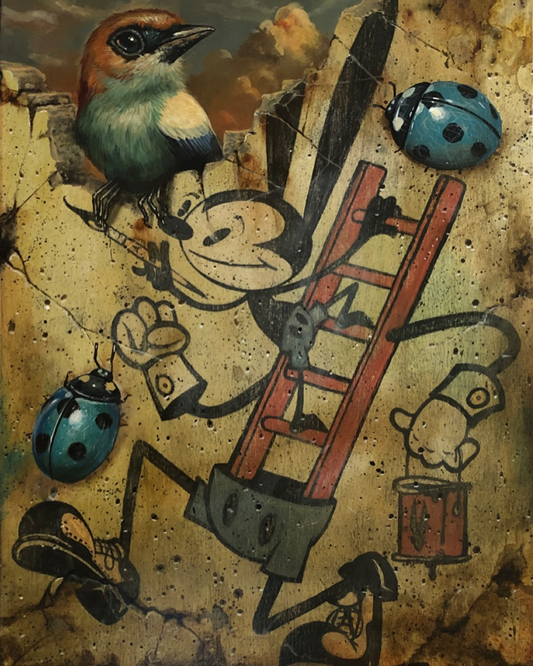 Greg Craola Simkins painting, acrylic, oswald graffiti, rabbit, hare, Greg Craola Simkins painting, acrylic, oswald graffiti, rabbit, hare,