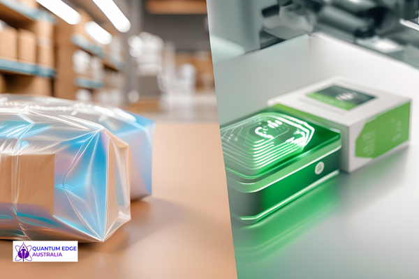 split image comparing traditional packaging to eco-tech innovations in futuristic business ideas split image comparing traditional packaging to eco-tech innovations in futuristic business ideas