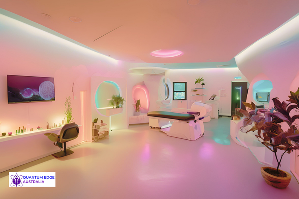Futuristic wellness studio using biohacking technology for personal transformation Futuristic wellness studio using biohacking technology for personal transformation