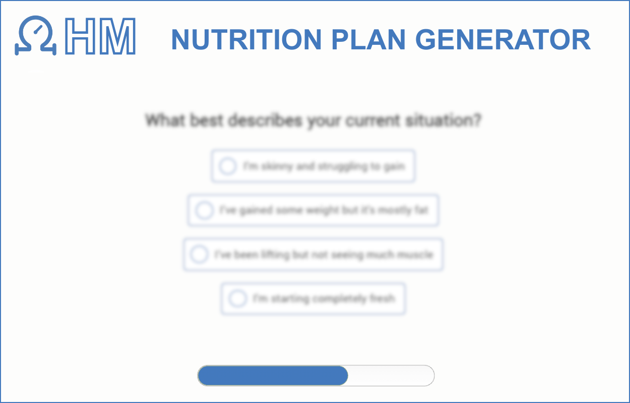 Front page of the OHM nutrition plan generator Front page of the OHM nutrition plan generator