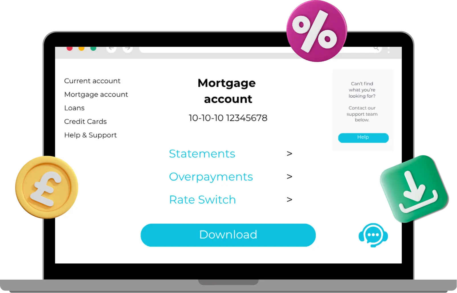Halifax Online Banking showing Mortgage overview with print/download statement