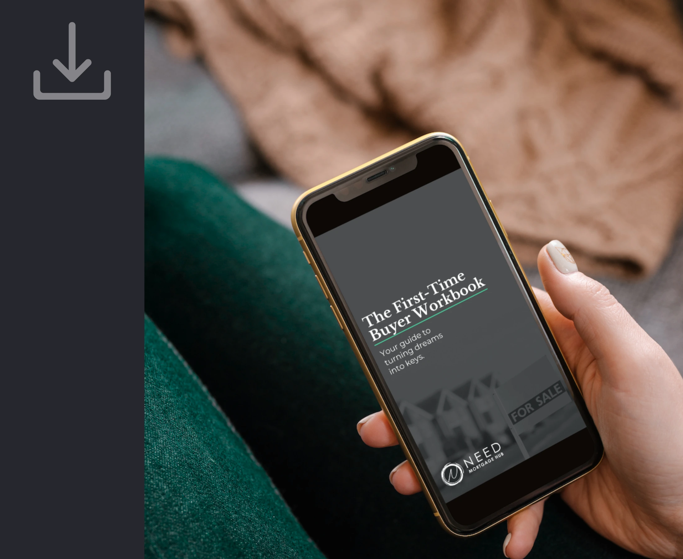 The First-Time Buyer Workbook displayed on a smartphone