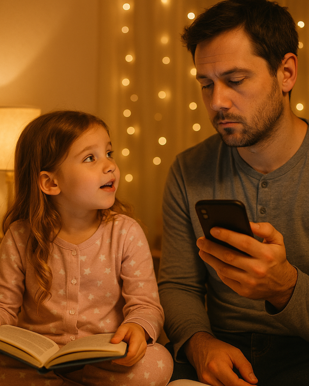 Child finishing bedtime story Child finishing bedtime story