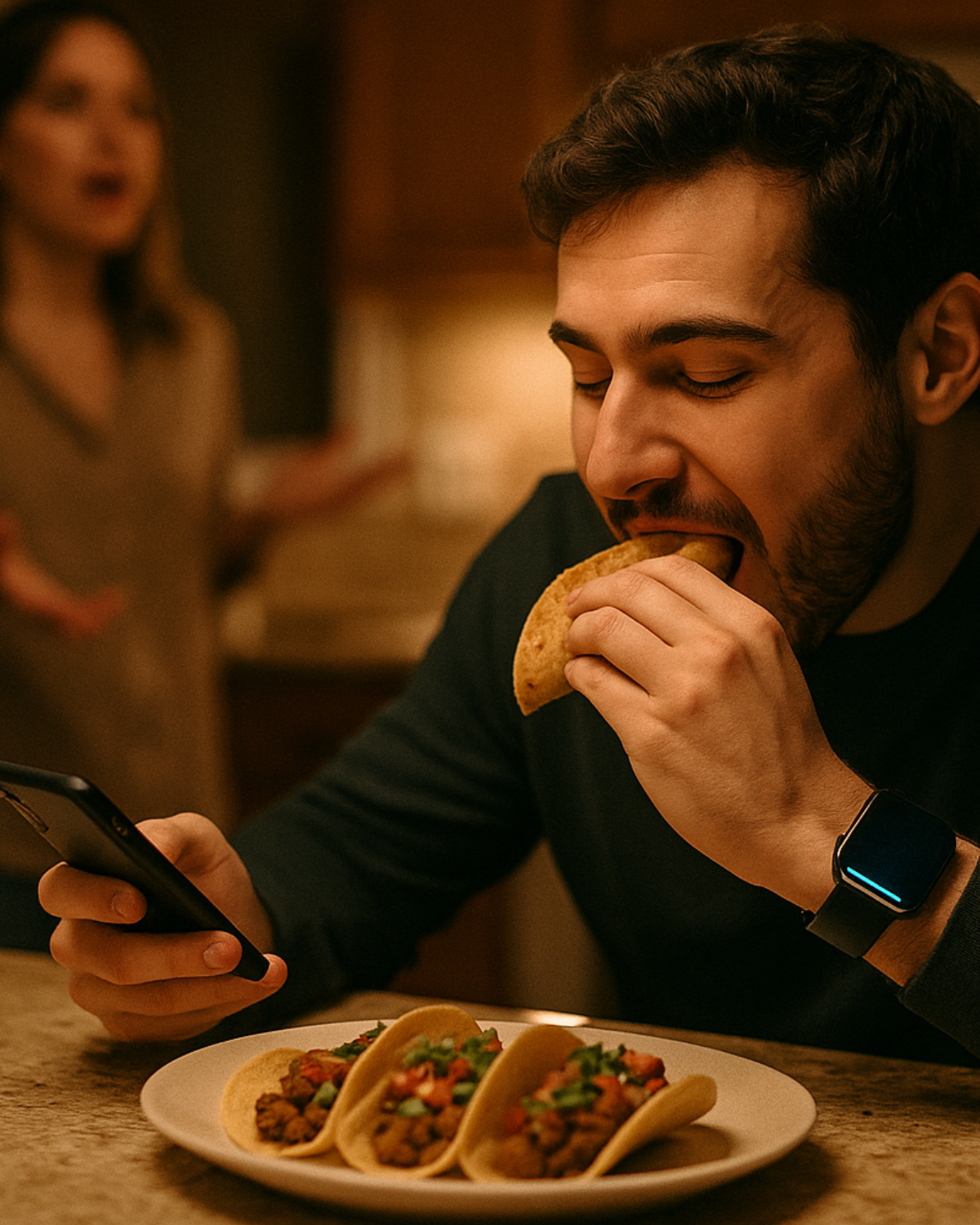 Man checking phone in dark room Man checking phone in dark room