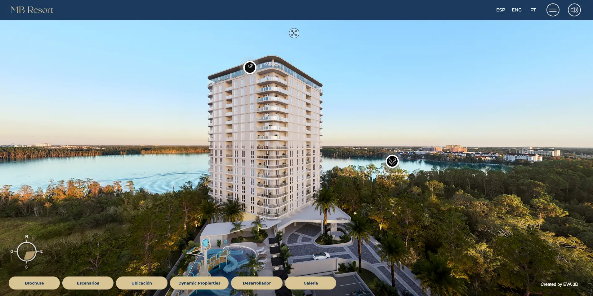 Vista del recorrido virtual de MB Resort