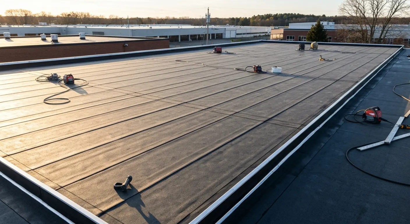 Flat membrane roofing system