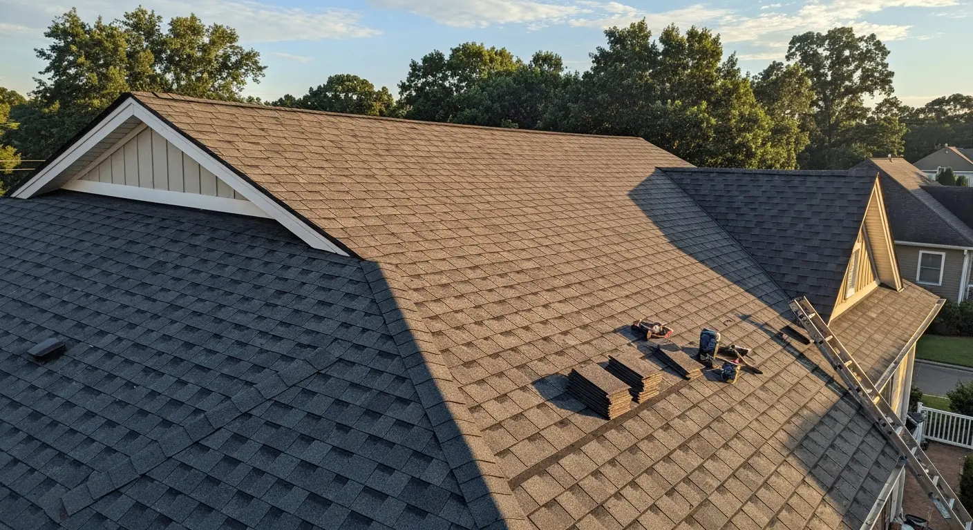 Residential shingle roof installation