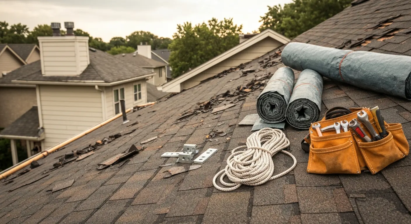 Emergency roof repair crew