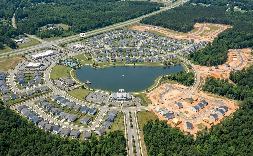 Aerial view of Wendell Falls and nearby new housing developments in Wendell NC.”