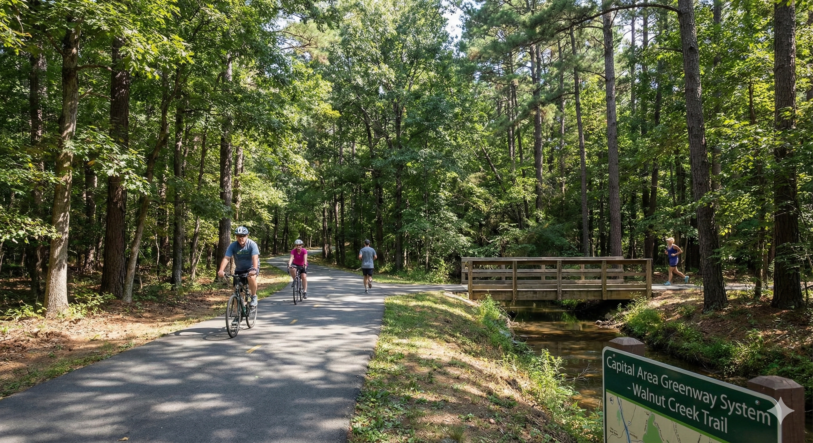 Greenway trail and park system in Raleigh NC