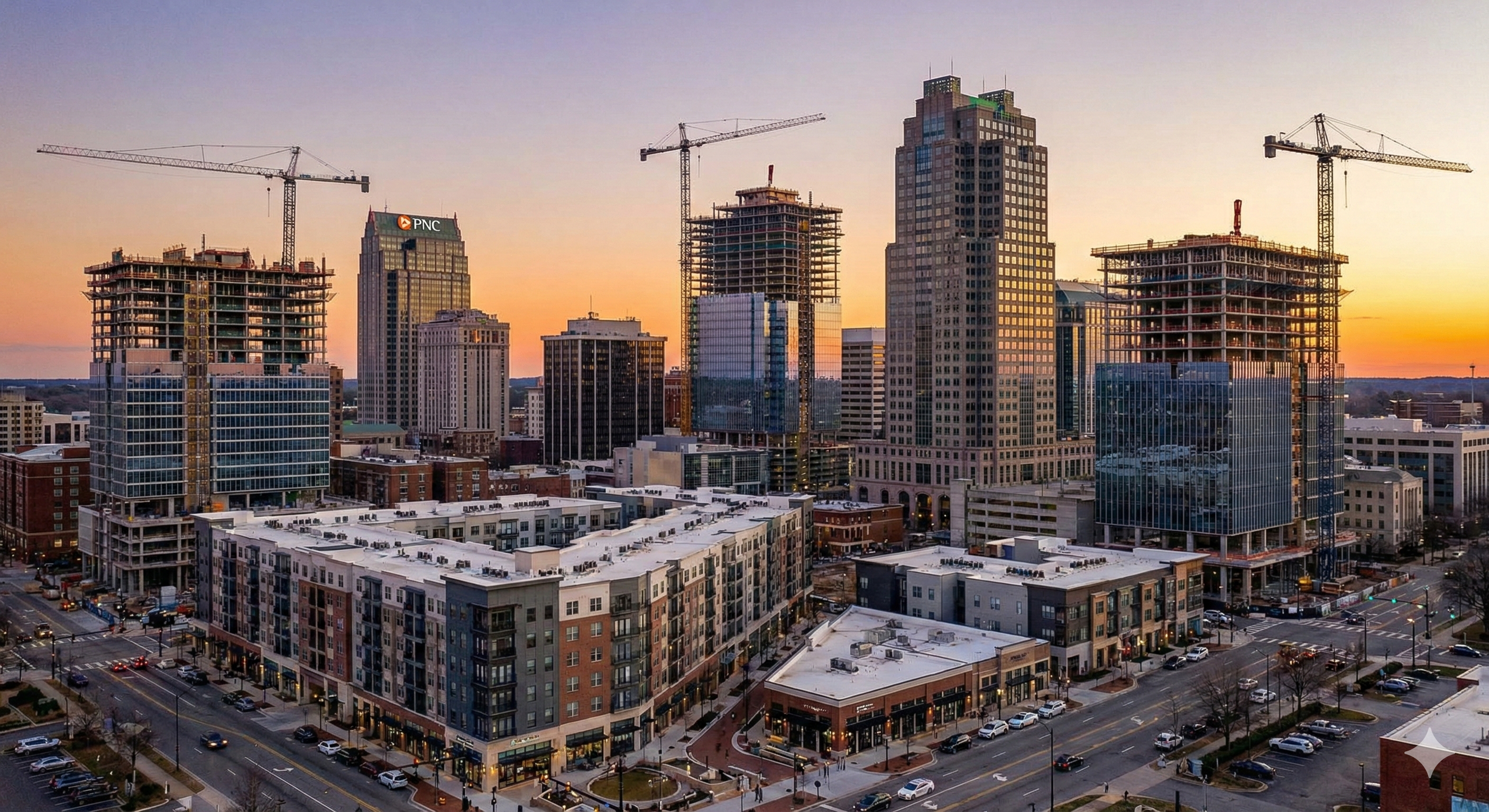 Raleigh NC skyline showing rapid growth and development