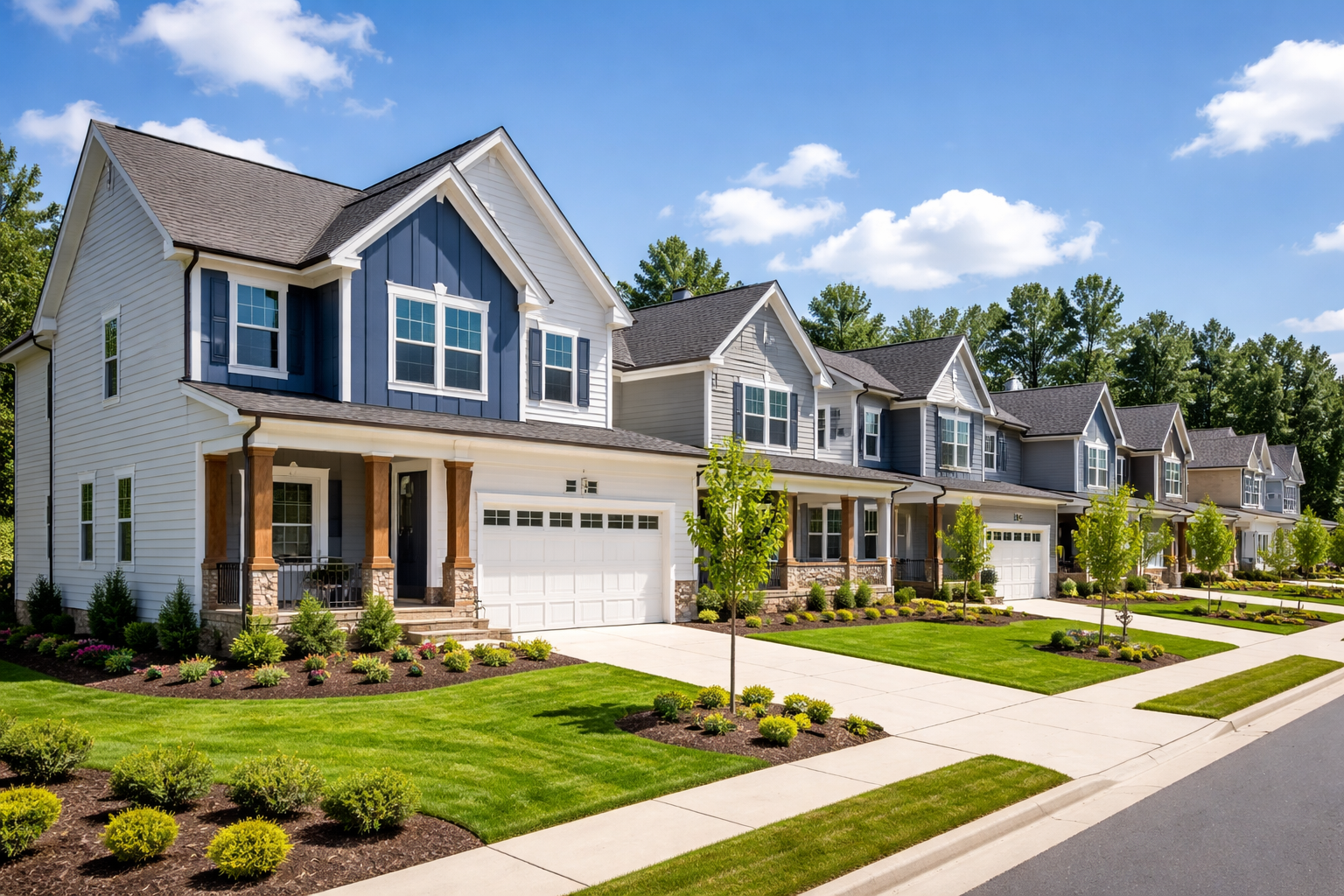 New construction homes in Raleigh, North Carolina.