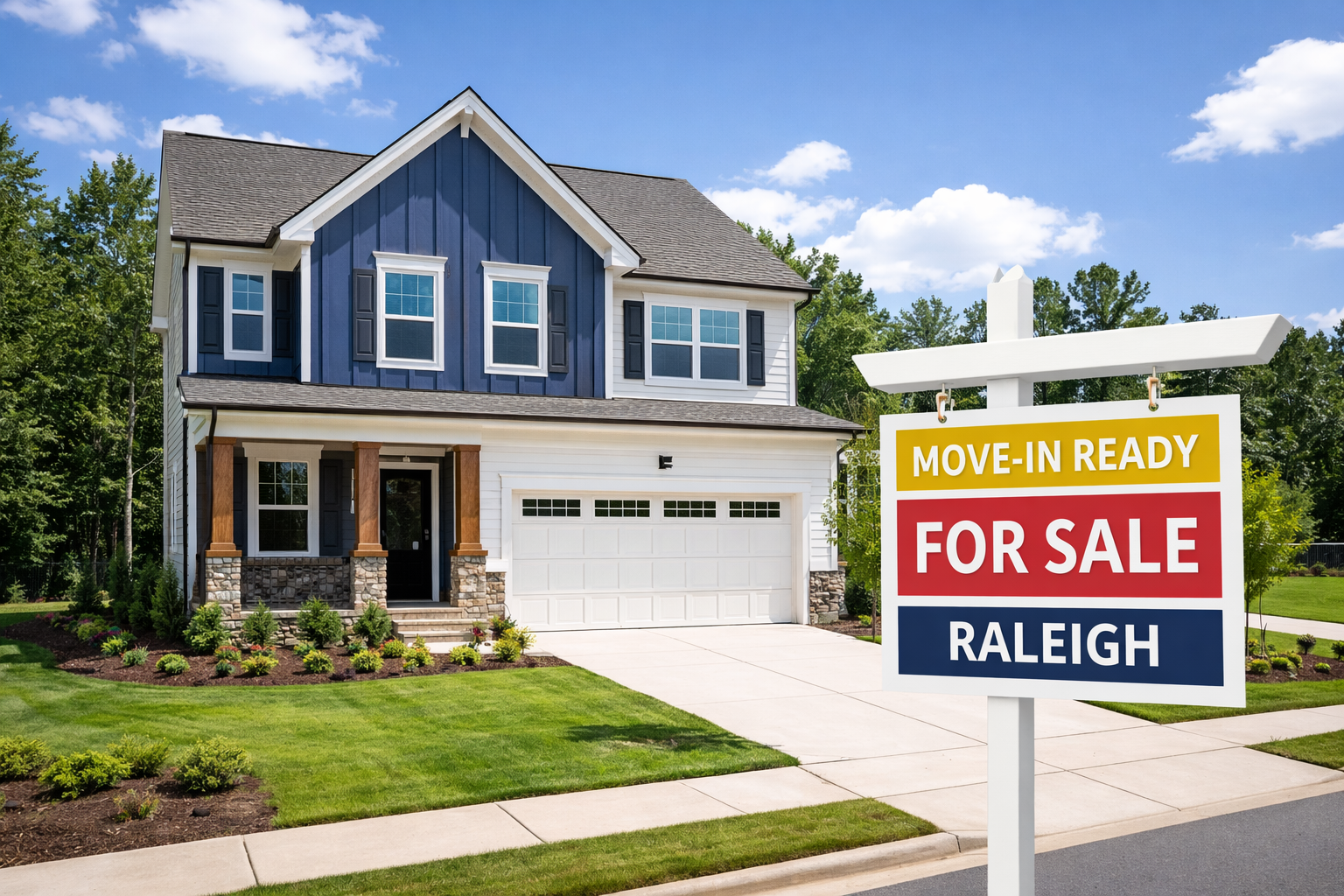 Move-in-ready new construction home for sale in Raleigh, North Carolina.