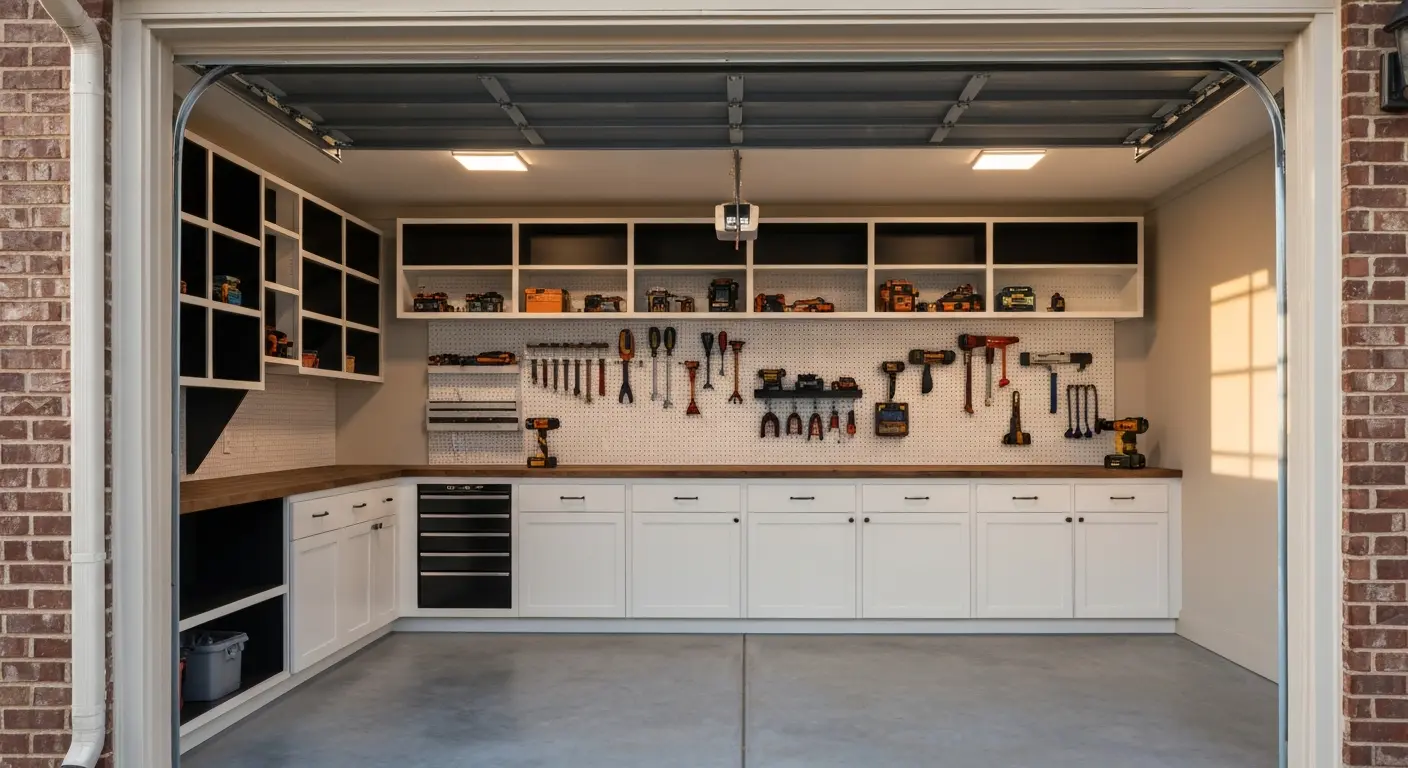 Custom garage cabinet and shelving systems