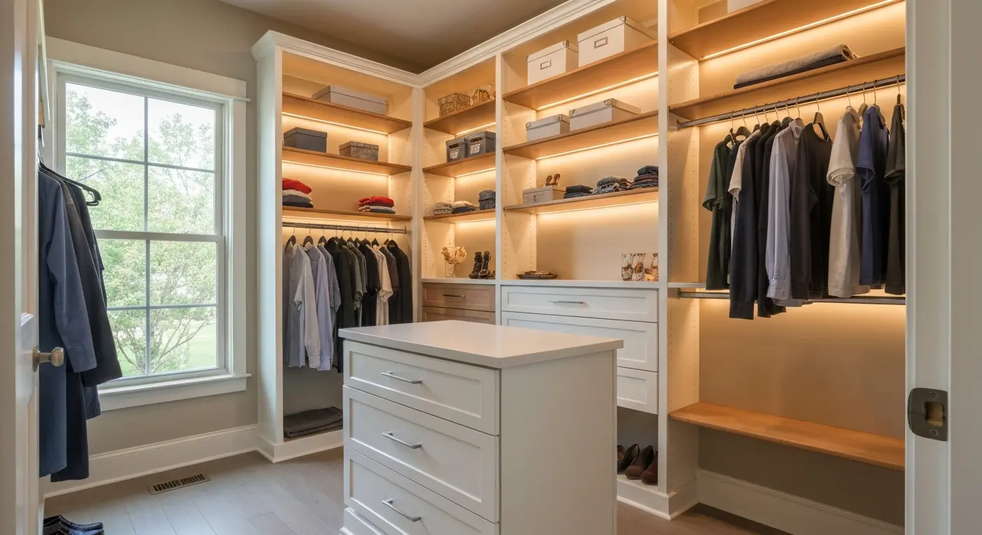 Walk-in closet with custom organization