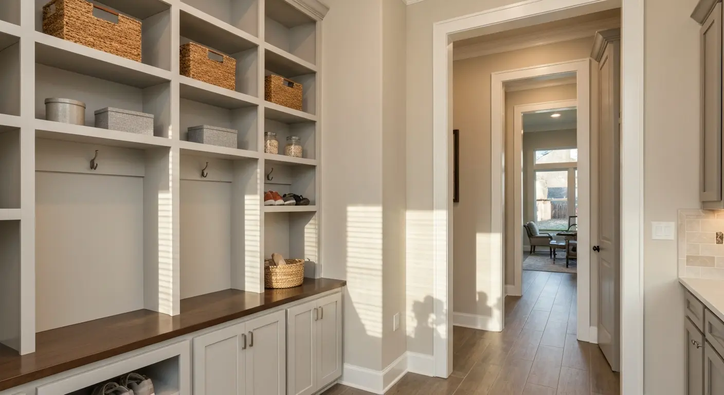 Mudroom and built-in shelving