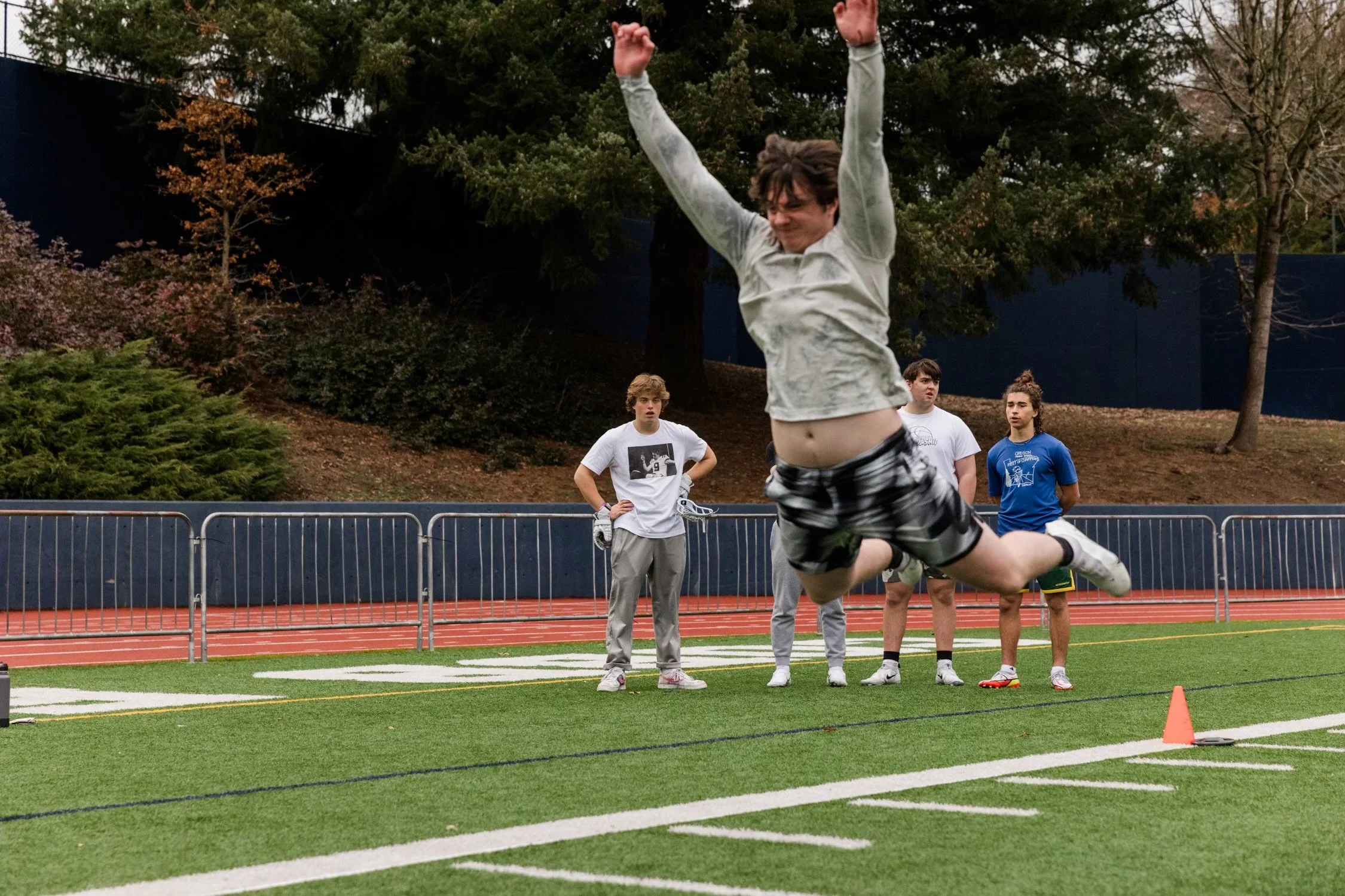 Athlete testing broad jump