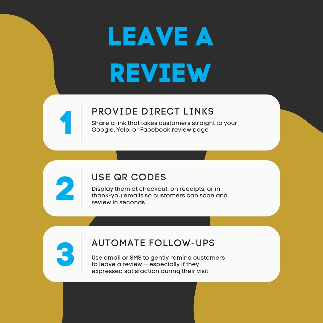 Make It Easy for Customers to Leave a Review Make It Easy for Customers to Leave a Review