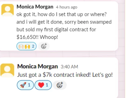 Monica Morgan's message about her $16,650 and $7k contracts