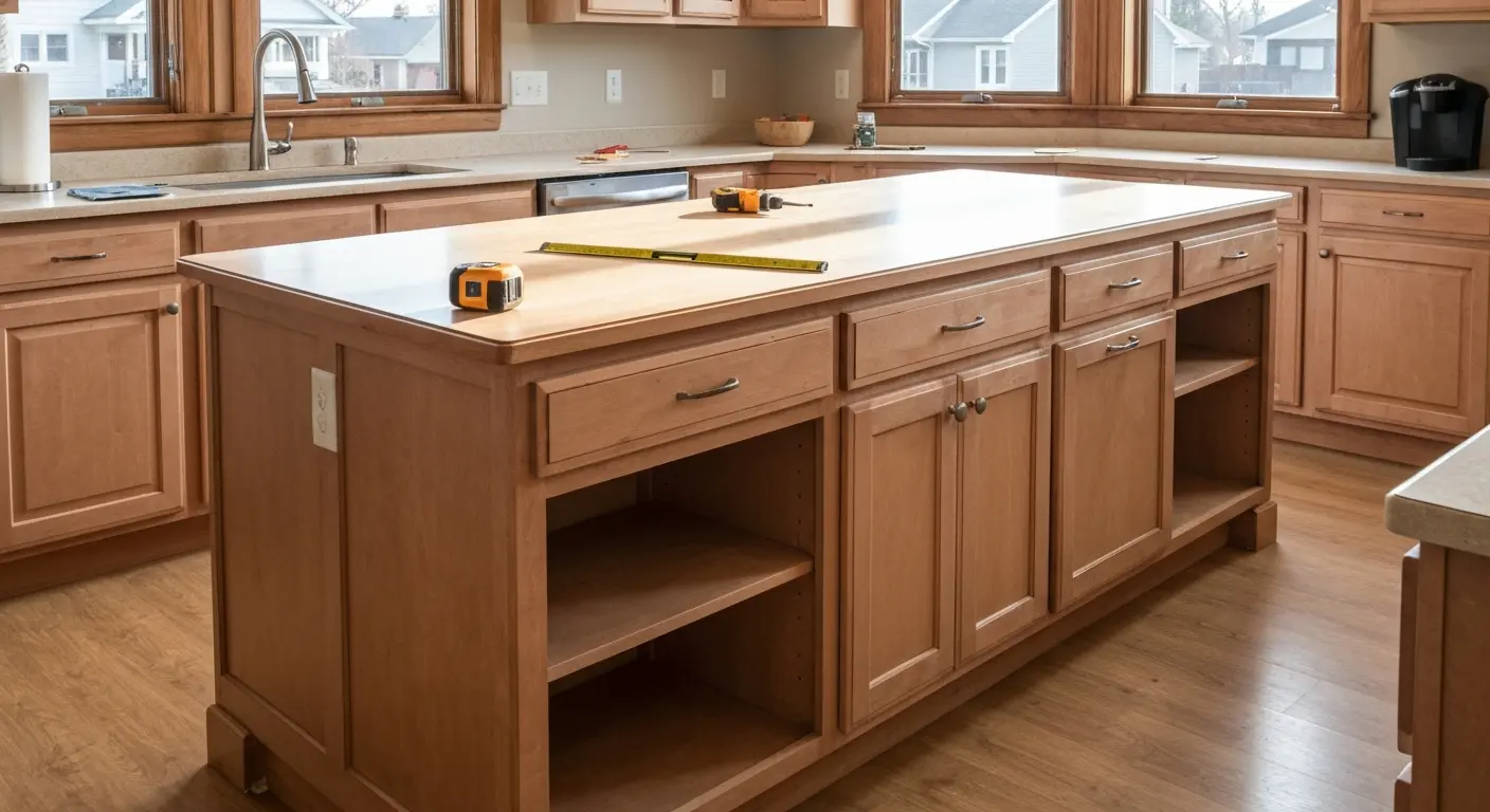 Kitchen island cabinet installation