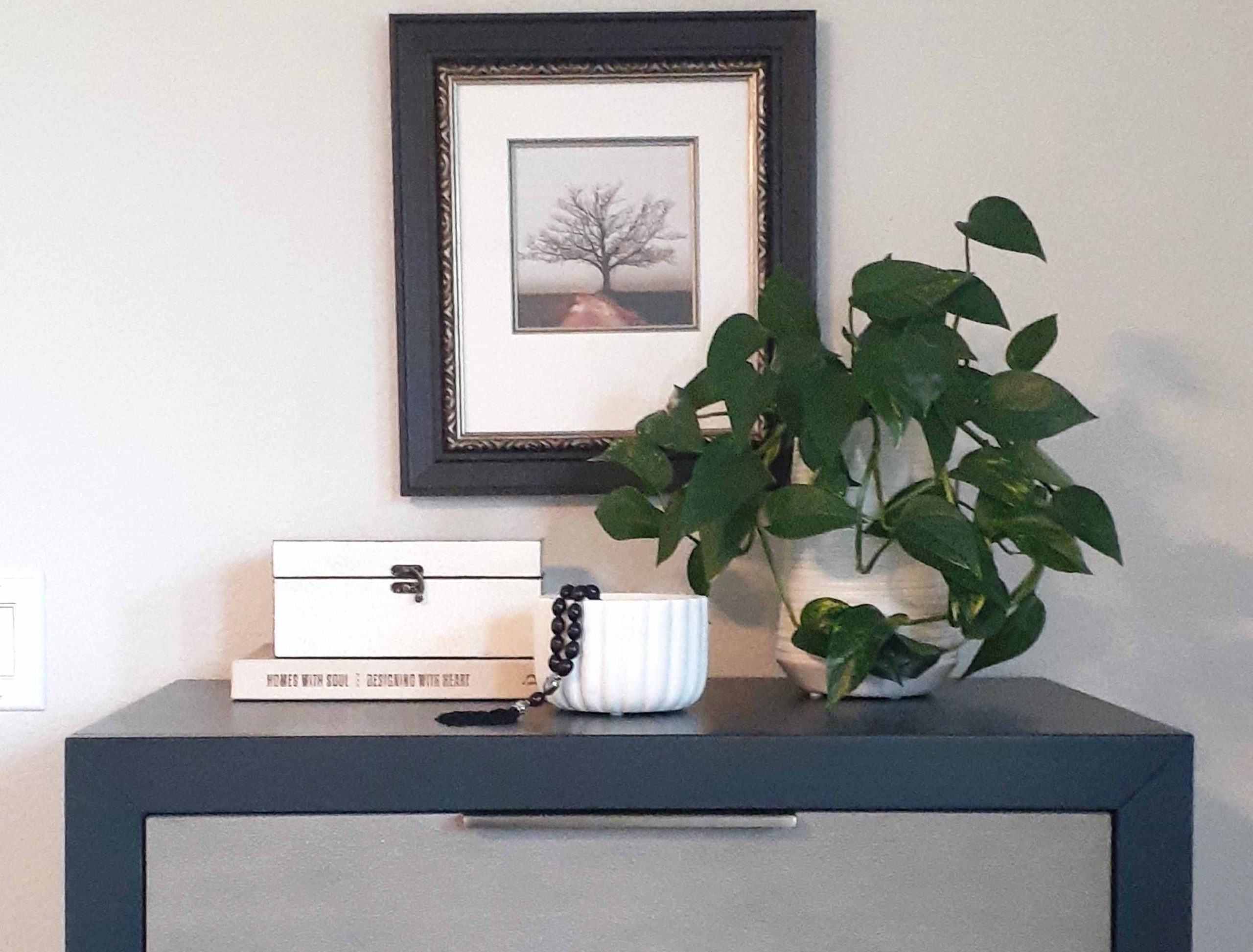 Decorating-with-plants-on-tall-dresser