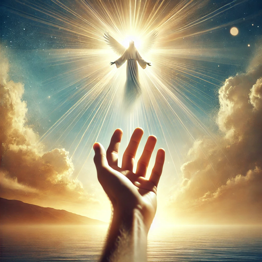 A serene image of an outstretched hand bathed in golden light, symbolizing faith, healing, and trust.