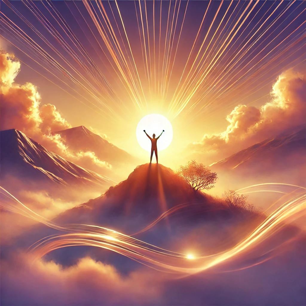 An inspiring image symbolizing transformation and growth, with vibrant colors and uplifting energy