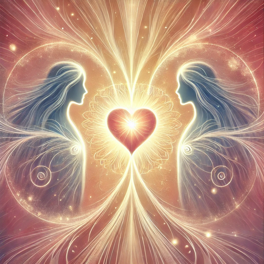 A symbolic and heartwarming illustration representing love, connection, and rewiring the subconscious for joy.