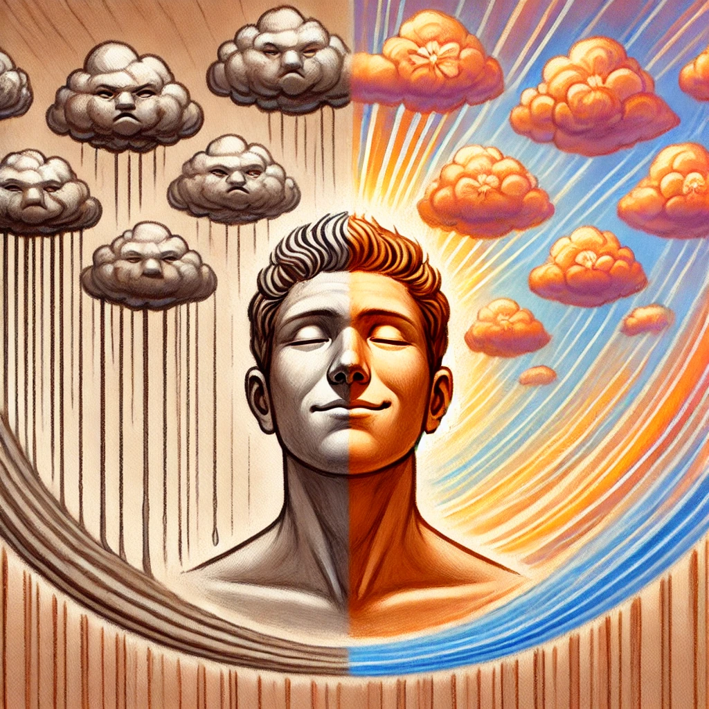 A symbolic and uplifting illustration representing the shift from frustration to joy, inviting inspiration and flow.