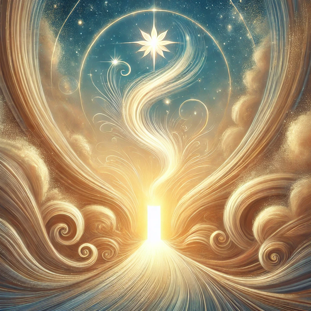 A symbolic and uplifting illustration representing surrender, trust, and divine alignment, radiating peace and flow.