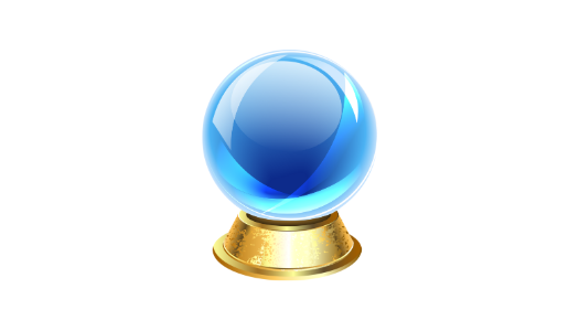 A blue crystal ball on a golden base