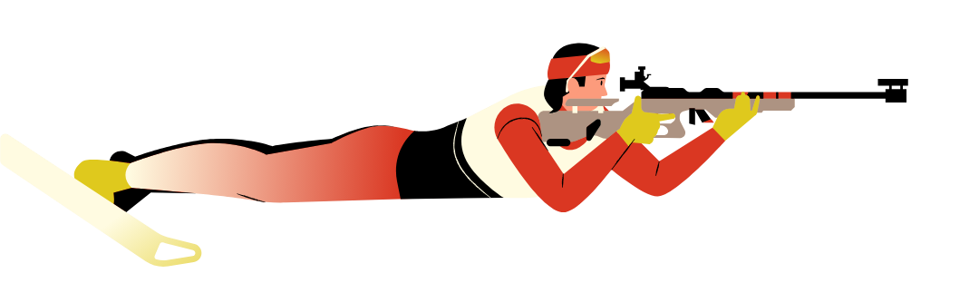 A biathlon athlete laying on stomach A biathlon athlete laying on stomach