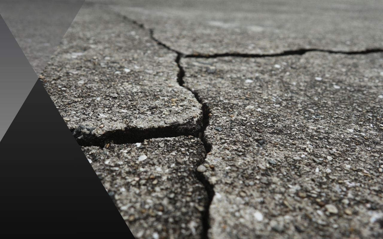 Close-up of the sealed concrete joint to prevent cracks in Omaha.