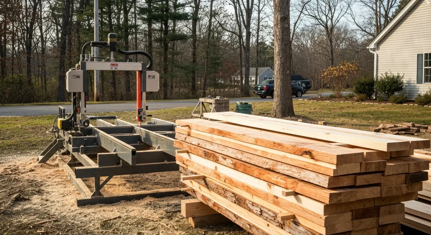 Portable sawmill operation