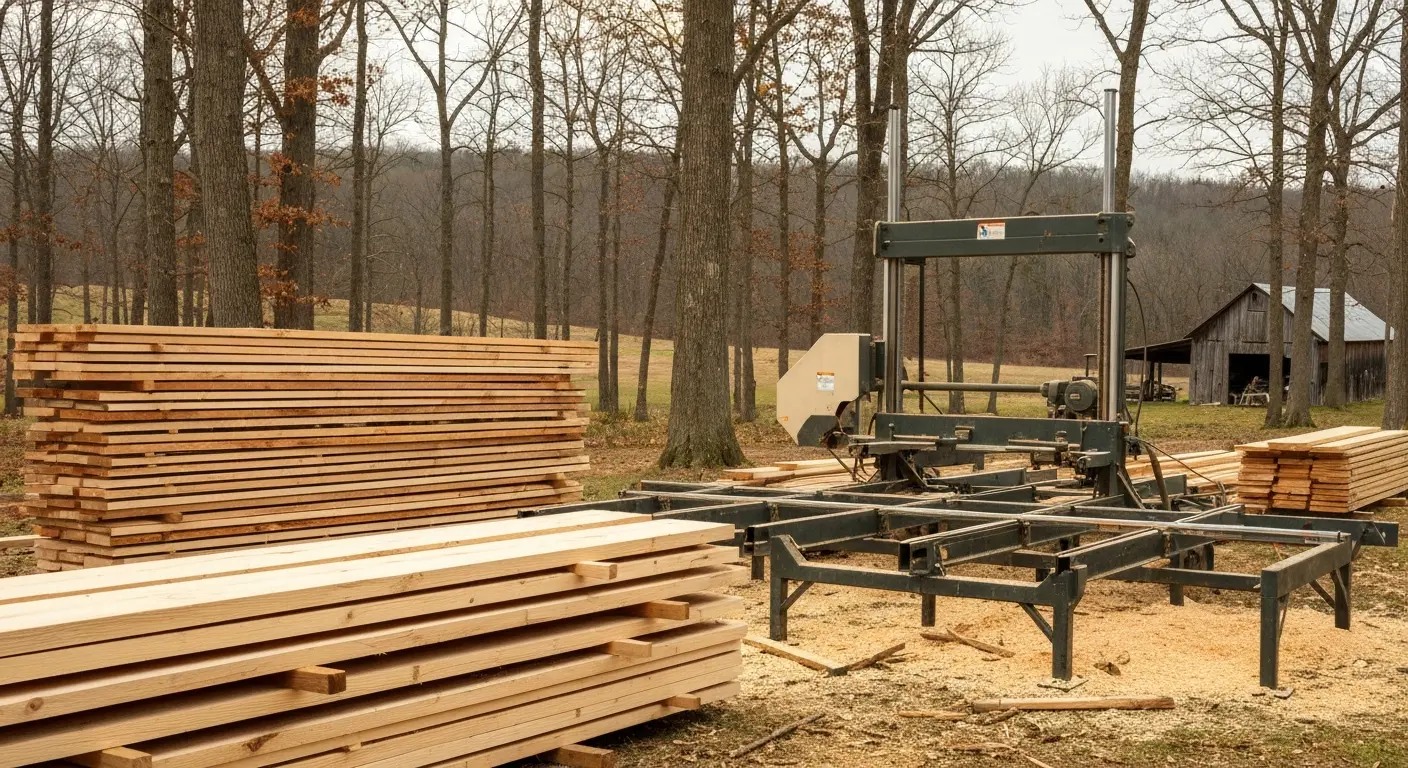 Portable sawmill setup