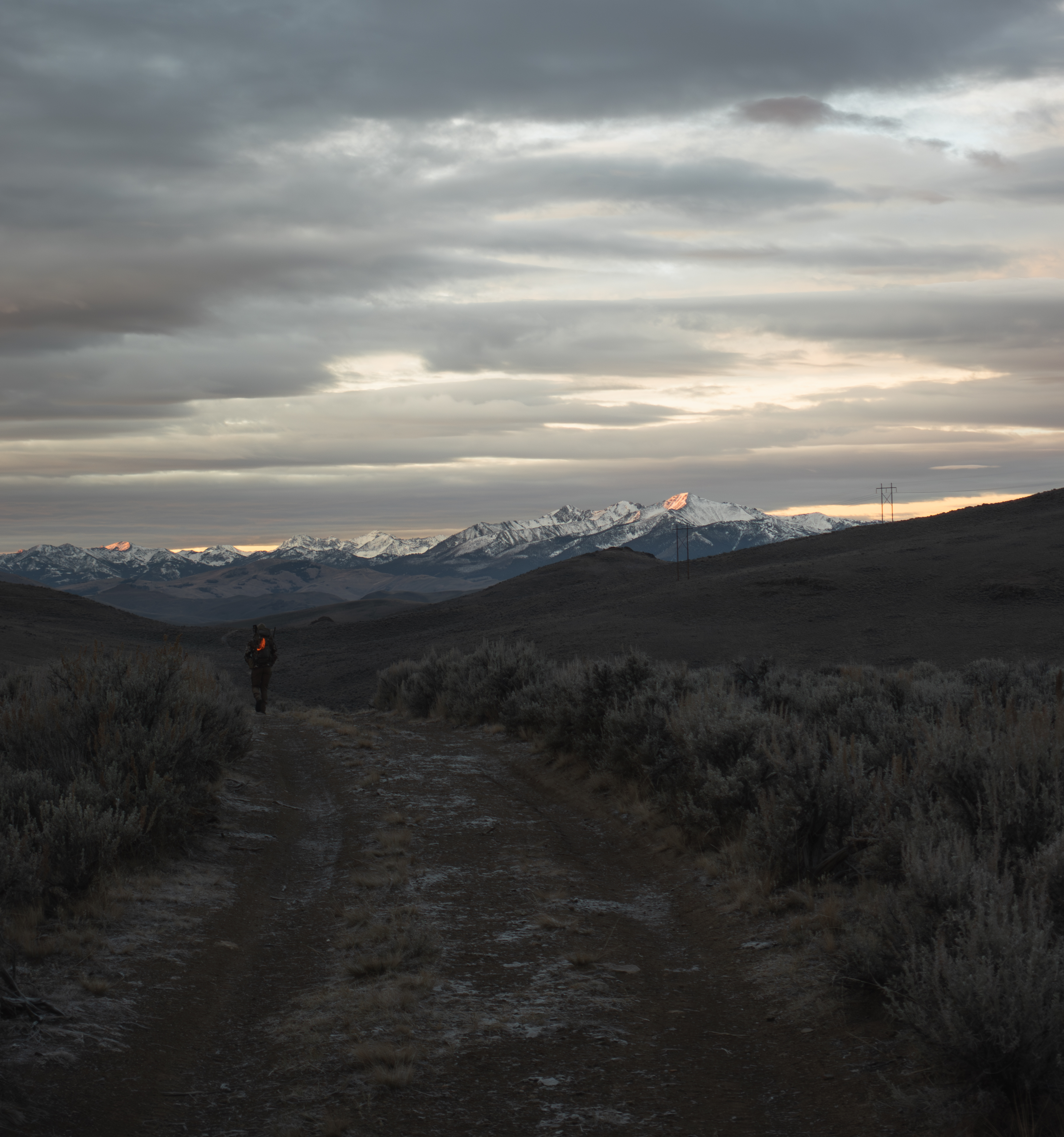 Walking the road in the early morning.