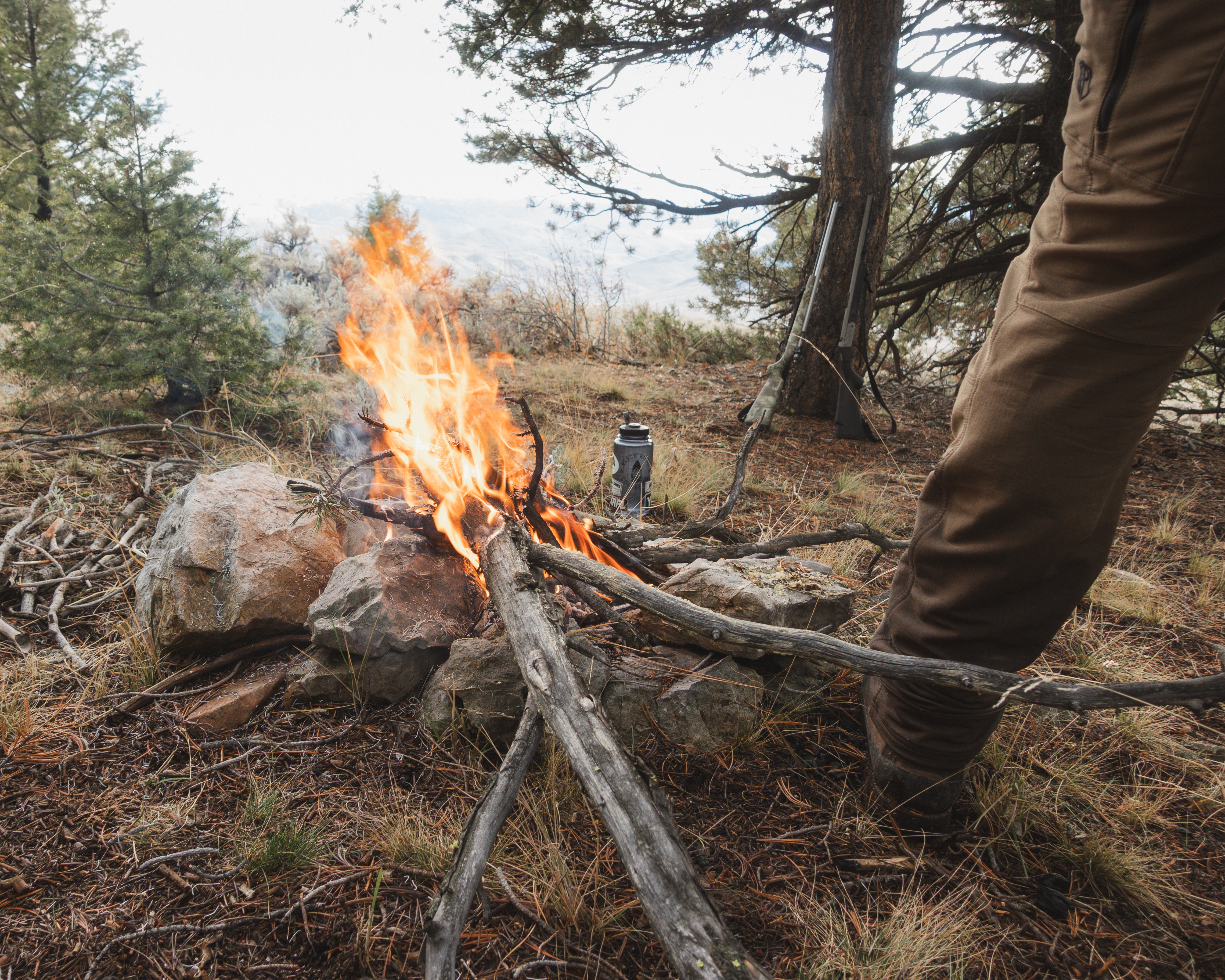 A fire to fight the chill.