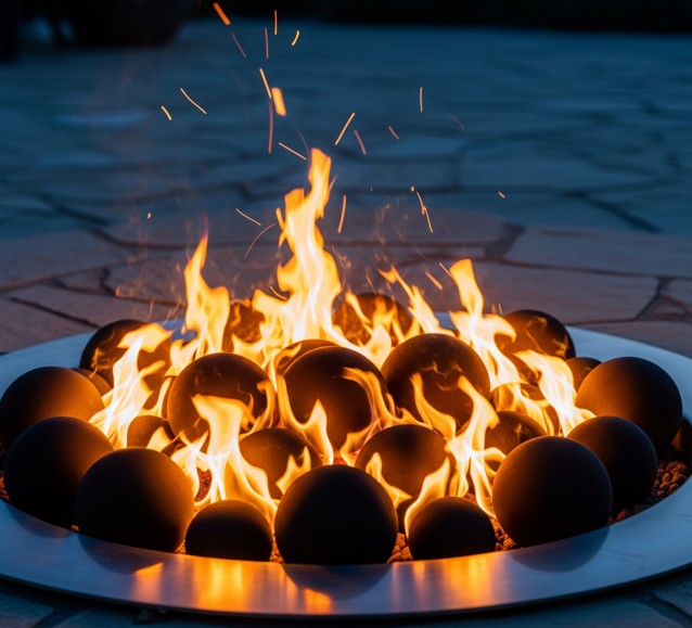 Firepit with Ceramic Fireballs