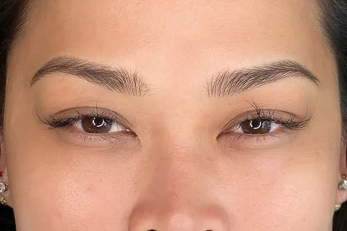 After microblading with soft, natural, perfectly shaped brows – Burbank microblading artist