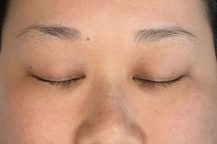 Before microblading with very light, barely visible eyebrows – FH Beauty Ink Burbank